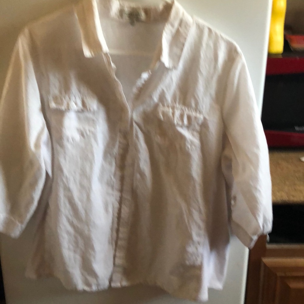 Lightweight white button up blouse